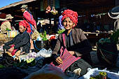 Inle Lake Myanmar. The market of the village of Nampan on the eastern lakeshore. 